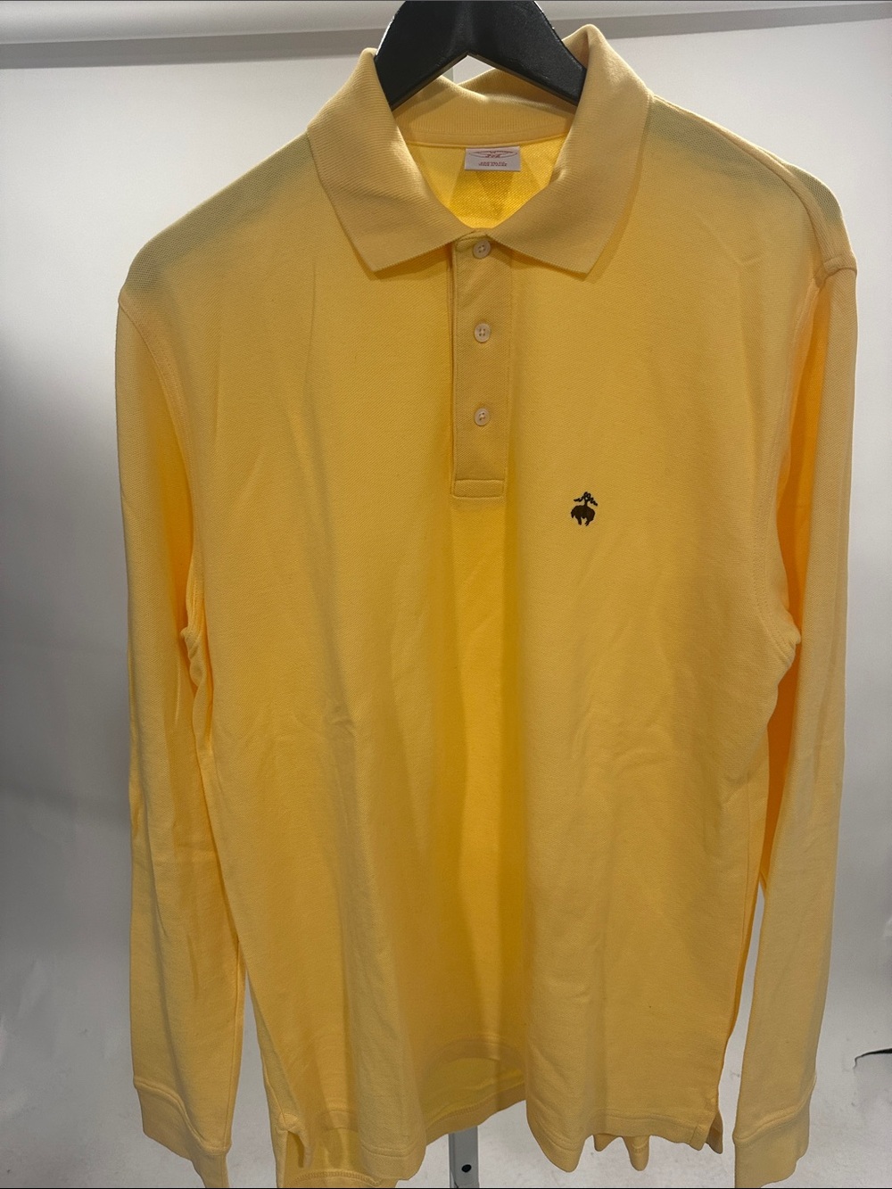 Brooks Brothers Long Sleeve Yellow Polo with Embroidered Logo